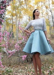 Magnificent blue wedding short dress