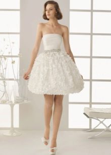 Wedding dress short and magnificent with ruffles on a skirt