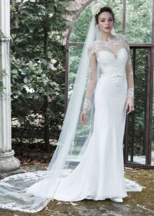 Straight Wedding Dress with Veil