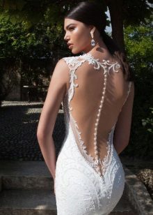 wedding dress with open back and buttons