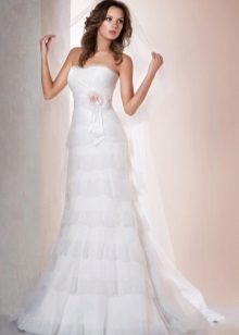 Lace wedding dress with tiered lace skirt