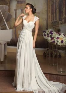 Empire style wedding dress with wide straps