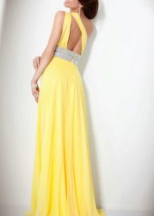 Greek evening gown with open back