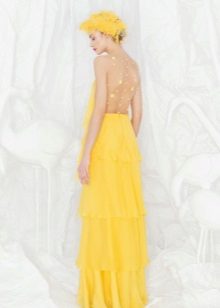 Yellow evening dress with an open back