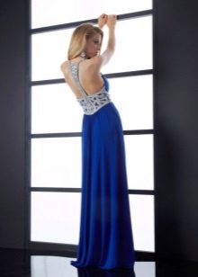 Blue evening dress with open back