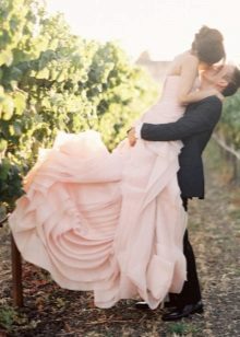 Pale pink wedding bridesmaid dress