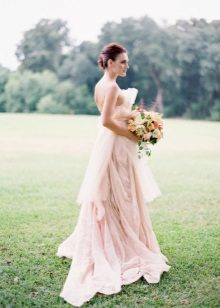 Pale pink wedding dress