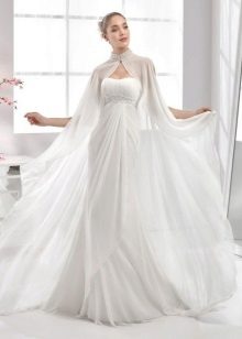 Wedding dress in the Greek style with a cape