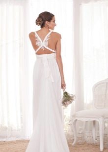 Empire style wedding dress with open back