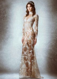 Translucent lace wedding dress by Zuhair Murad