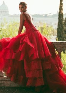 Wedding tiered red dress