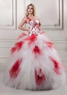 White and red wedding dress magnificent