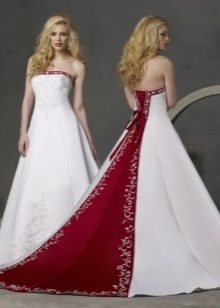 Wedding dress with red train