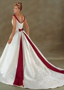 Wedding dress with red stripes