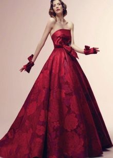 Wedding dress in color of ripe cherry