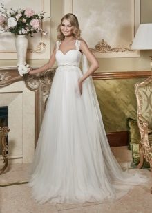 Wedding dress with empire chiffon train