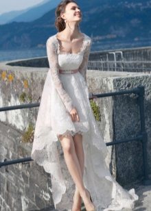 Short lace wedding dress, short front