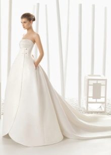 Satin wedding dress with a detachable skirt