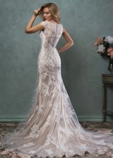 Lace wedding dress with open back