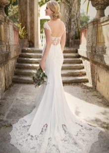 Wedding dress with open back and train