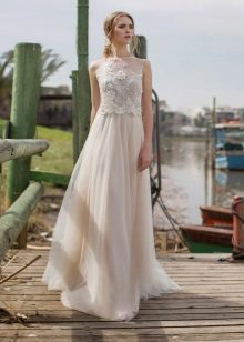 Straight wedding dress with lace