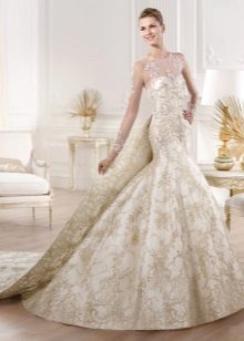 Mermaid wedding dress with a transparent sleeve