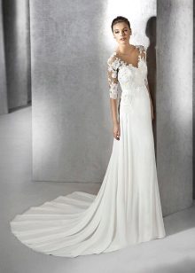 straight wedding dress with sleeves