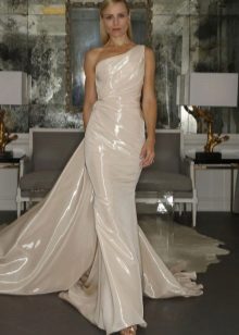 One shoulder straight wedding dress