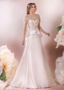 Elegant wedding dress with basque a-silhouette