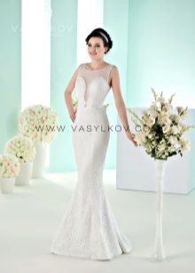 Wedding dress with a deep neckline