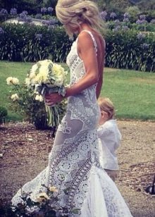 Knitted crochet wedding dress straight