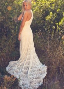 Crochet crochet wedding dress with train