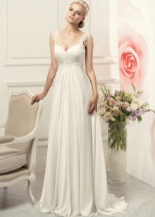 Empire style wedding dress with lace belt