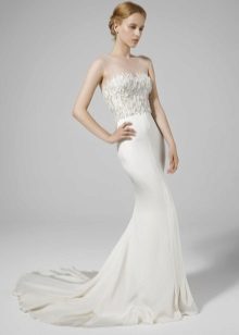 Wedding dress with the illusion of open shoulders