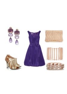 Neutral accessories to eggplant dress