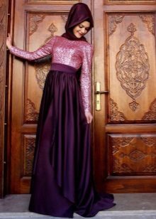 Eggplant dress in combination with pink