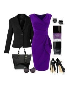 Eggplant dress in combination with black