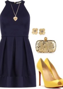 Decorations and accessories for the dress in dark blue