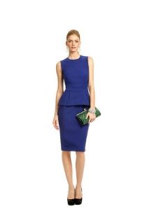 Green clutch to dark blue dress