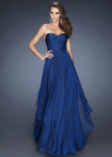 Long evening dress in dark blue