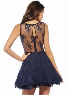 Guipure dress in dark blue