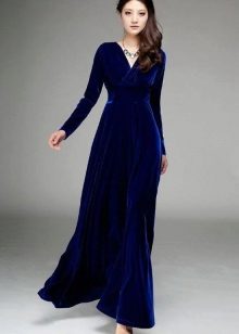 Navy Blue Velvet Dress