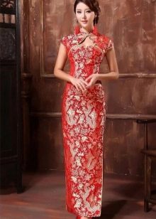 Chinese long red dress