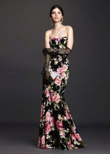 Dress with floral print on straps mermaid