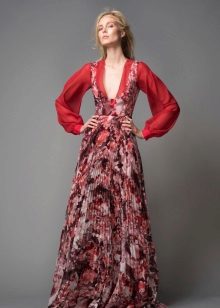 Floral dress with a deep neckline