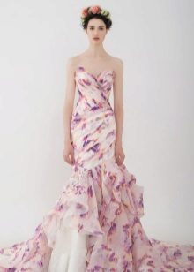 Mermaid flower dress with drapery