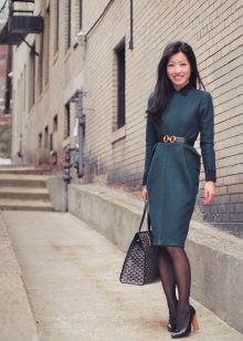 Dark green office dress