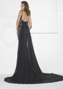 Guipure black dress with open back