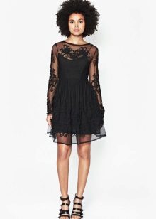 Black cocktail guipure dress