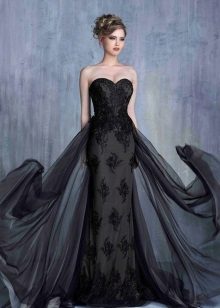 Evening dress from guipure black